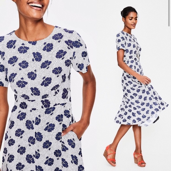 Boden Dresses & Skirts - Boden Ivory Primrose Ruth Midi Crepe Dress